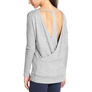 Athleta Pose Layered Top- Light Grey- SMALL